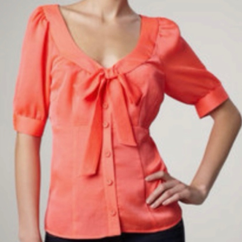 RARE! NWT! Nanette Lepore “Totally Rad Top” Size 6 Neon Coral Orange